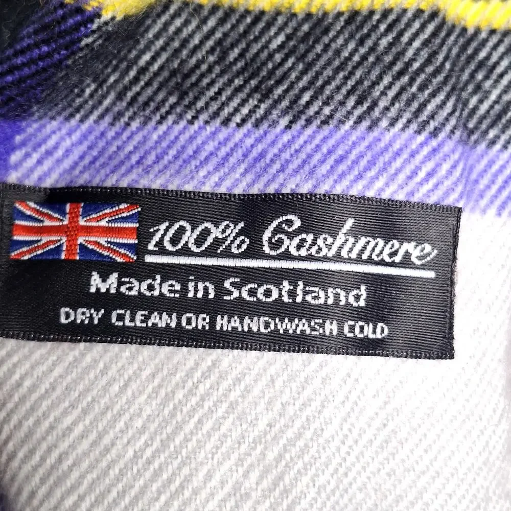 Made in Scotland 100% Cashmere Scarf Fringe Plaid Tartan 66